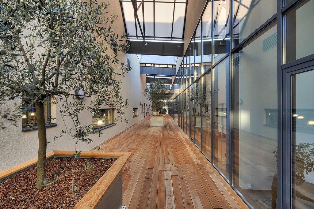 Terrassen, Atrien und großzügige Glasflächen gestalten einen abwechslungsreichen Arbeitsplatz