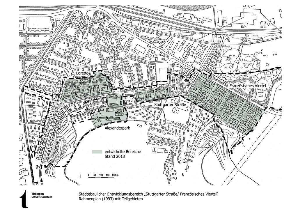 Lageplan des Französischen Viertels (M 1:1.2500) 